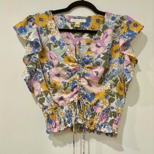 EUC elegant Floral Monteau Los Angeles Size L women’s top🌸